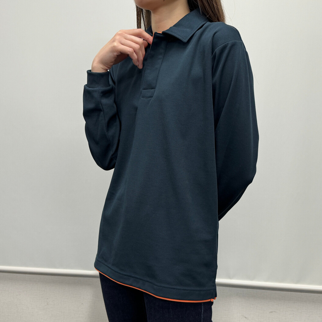 スナップ釦レイヤード長袖ポロ 819