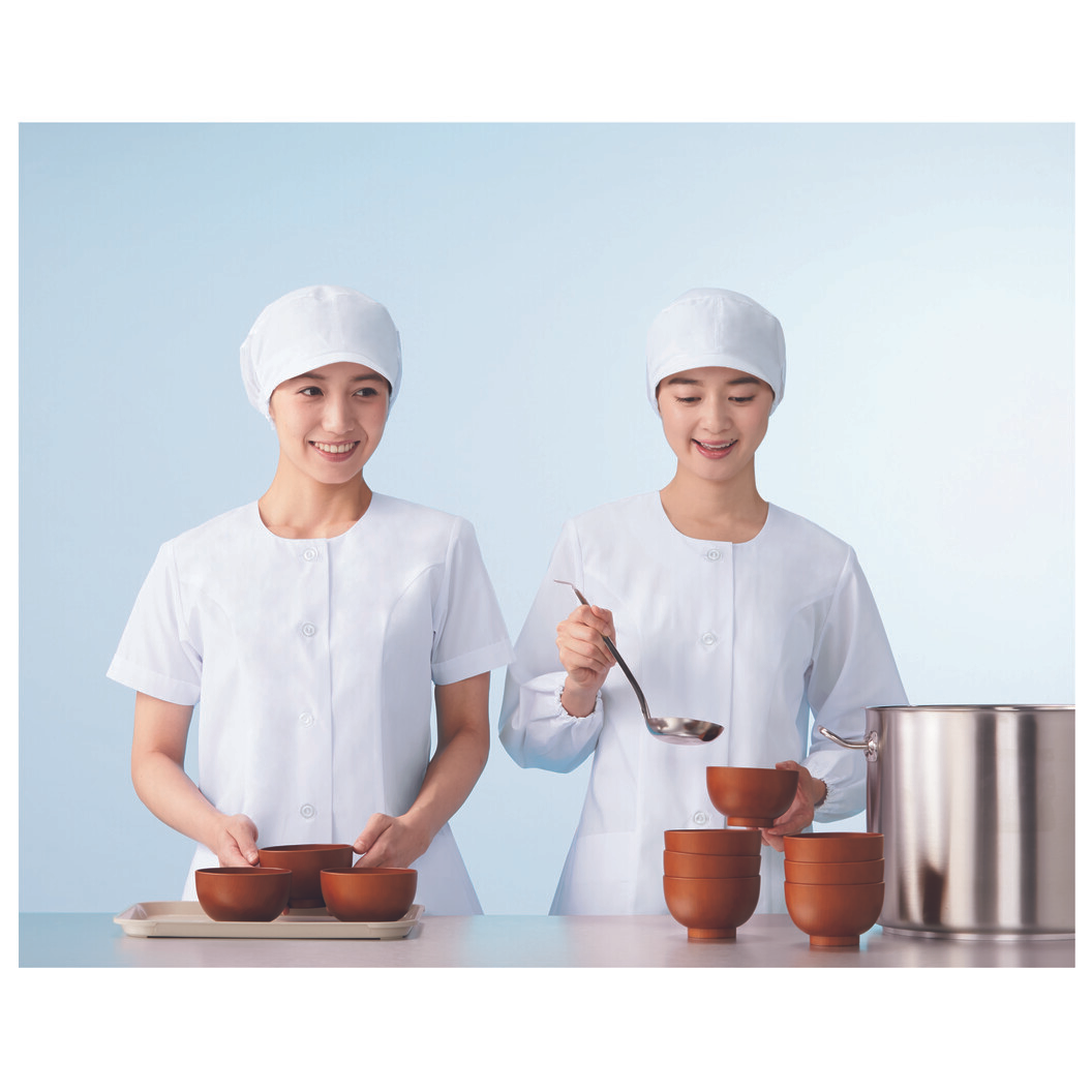 調理衣長袖 レディース 正面中央ボタン KAZEN 740