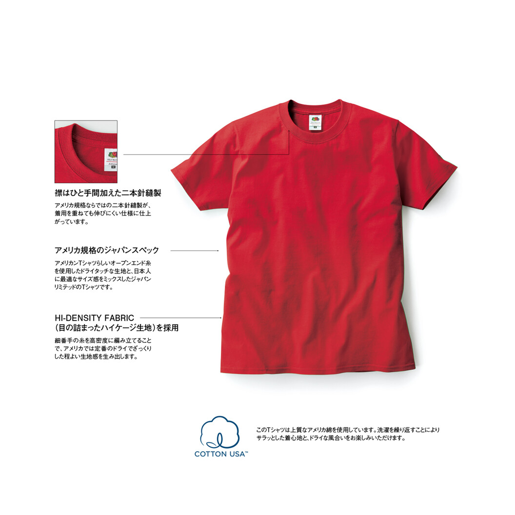 4.8オンス FRUIT OF THE LOOM ベーシックTシャツ J3930HD