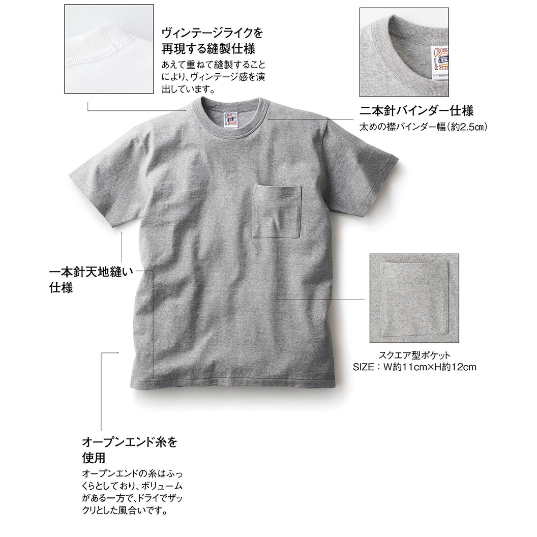 6.2オンス オープンエンド マックスウェイト バインダーネック ポケットTシャツ OE1119