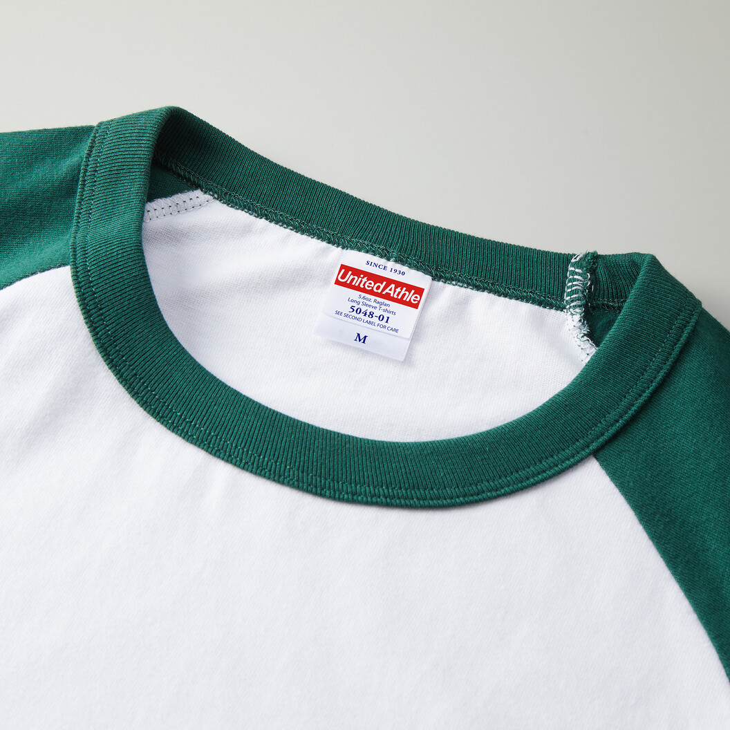 5.6オンス ラグランロングスリーブTシャツ(1.6インチリブ) 5048-01