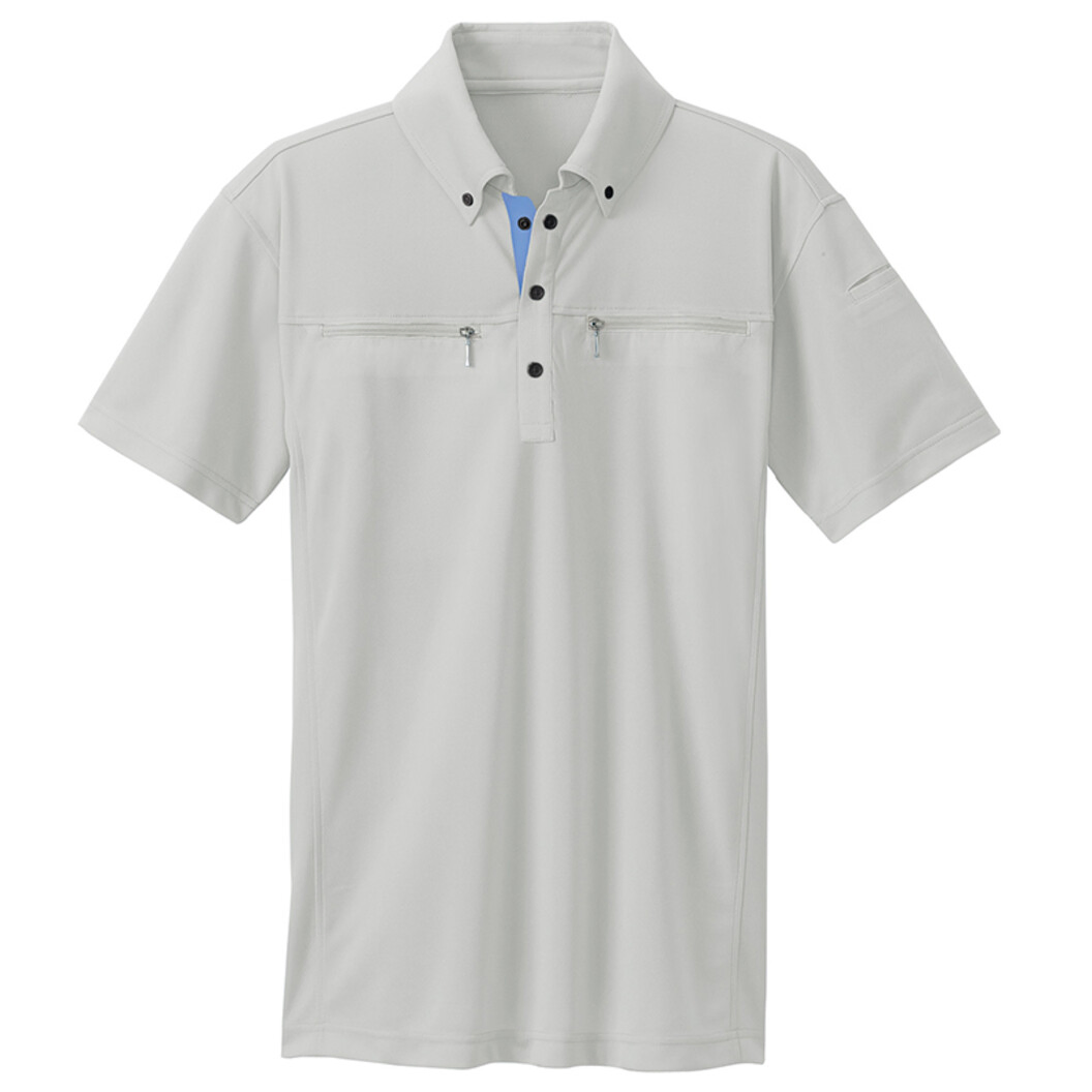 ボタンダウンダブルジップ半袖ポロシャツ(男女兼用) AZ-10602
