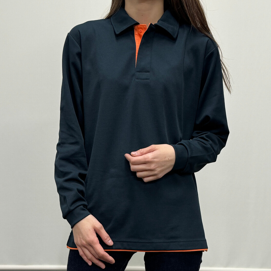 スナップ釦レイヤード長袖ポロ 819